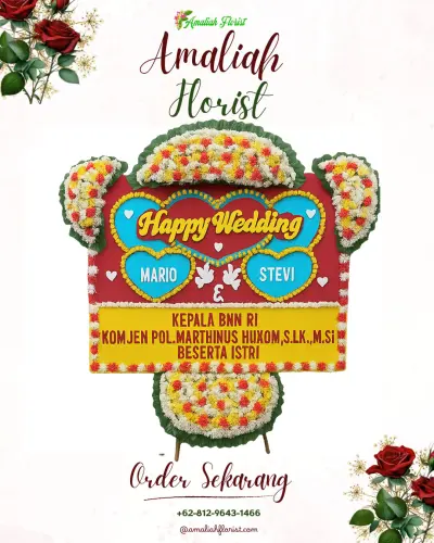 Karangan Papan Bunga Pernikahan di Banyuning